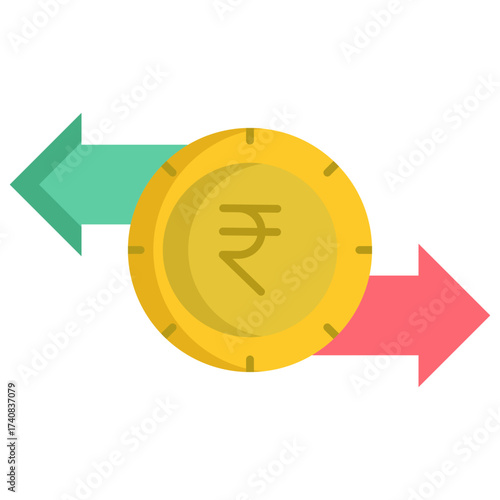 rupee exchange rates flat icon design