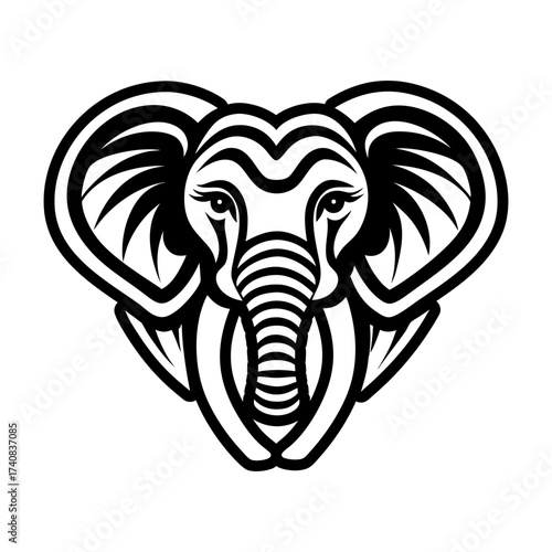 Set of Glyph Style Wild Elephant Icons 

