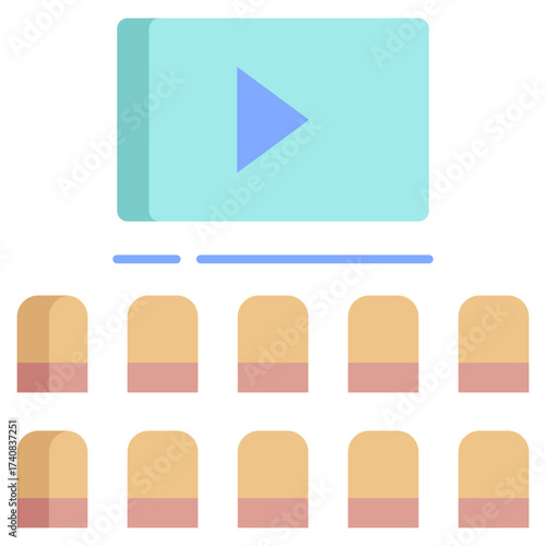 movie hall flat icon design
