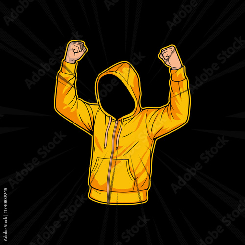 man ultras hooligan good passion with yellow jacket vector design