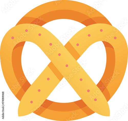 Flat design pretzel with pink dots and orange layers