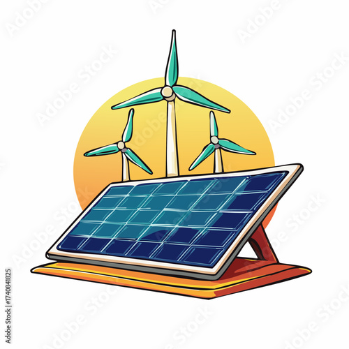 Renewable energy sources with transparent background