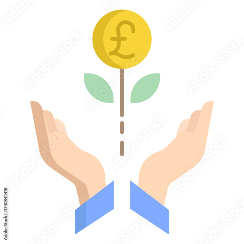 business grow pound flat icon design flat icon design