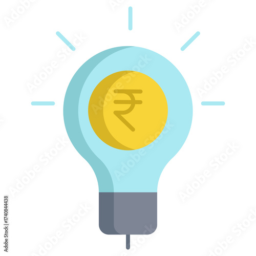 rupee idea bulb flat icon design