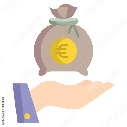 money bag euro flat icon design