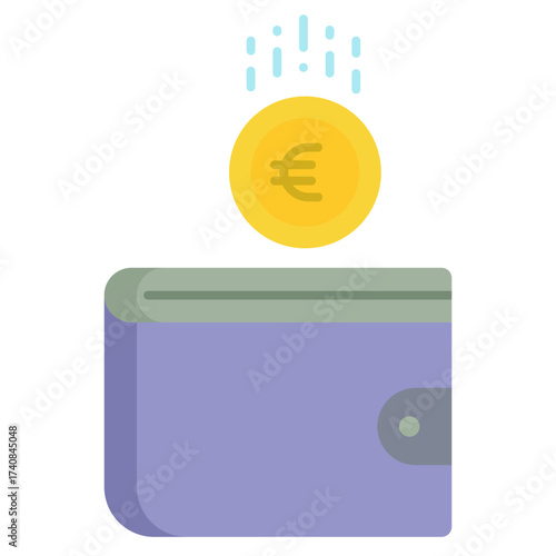 euro wallet flat icon design
