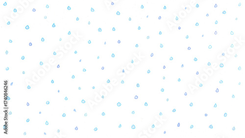 雨t207-0,Hand drawn blue water drop pattern on white background