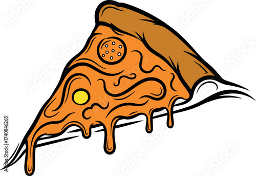 Delicious pizza slice with melting cheese and pepperoni.