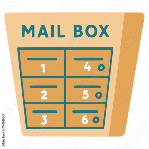 mailbox storage locker flat color vector illustration template design