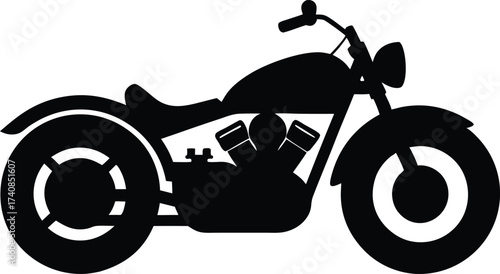 Harley Davidson bike icon, Harley Davidson Motorcycle Silhouette Vector  Illustration on White Background