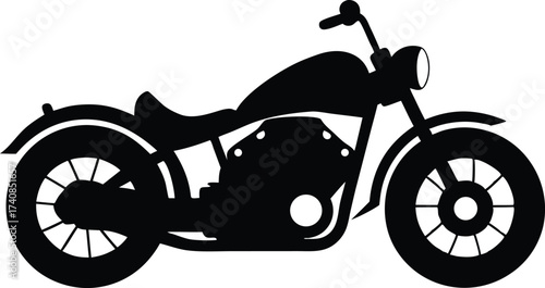 Harley Davidson bike icon, Harley Davidson Motorcycle Silhouette Vector  Illustration on White Background