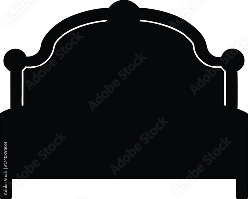 Modern Geometric Headboard Silhouette Vector - Bed Icon - Bedroom Design.