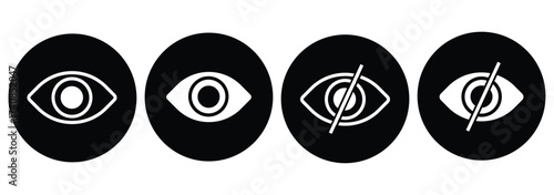 eye icon set. vision icon, see view icons - eyesight symbol - invisible eye hide icon, incognito icon no eye view hidden icon set. vision icon, unsee icons