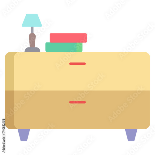 study table storage flat icon design