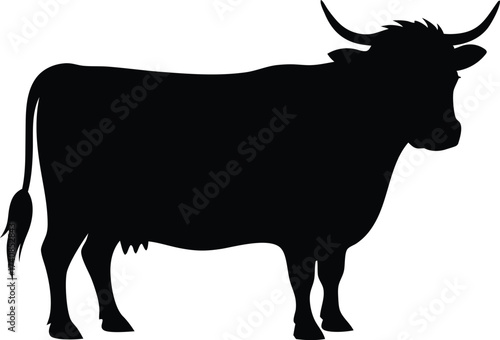 Highland cow line art silhouette vector, Highland cow silhouette design vector art illustration