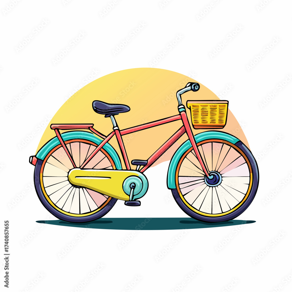 Fototapeta premium Vintage bicycle with basket and yellow accents