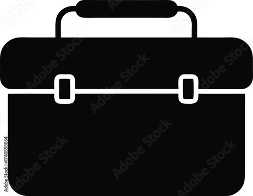 Black Silhouette Lunch Box Icon With Food And Drink Vector, Lunch Box Silhouette Flat Icon, Food Container and Picnic Symbol.