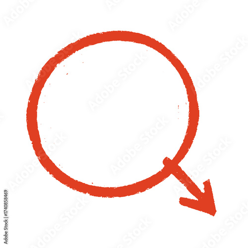 Red circle with a downward arrow, symbolizing highlight, focus, or direction in a simple hand-drawn style.
