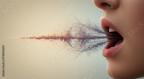 Dynamic visualization of human exhalation showing airborne particles