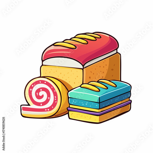 Assorted pastries and cakes with transparent background