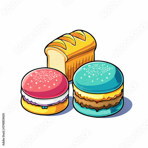 Baked goods assortment with transparent background