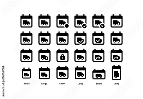 vector solid black filled icons Delivery Slot (Basic) deliveryslot, icon, new, old, valid, invalid, active, inactive.