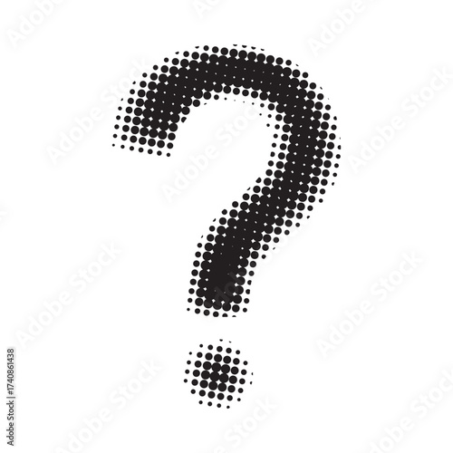 Question mark halftone vector pictogram. question mark in halftone style. comic question mark in pop art style. dotted comic icon