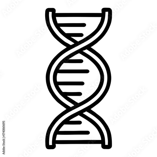 DNA double helix vector line icon, perfect for genetic research, molecular biology, biotechnology, and scientific education resources. Essential symbol of life's code, heredity, and genomic advancemen