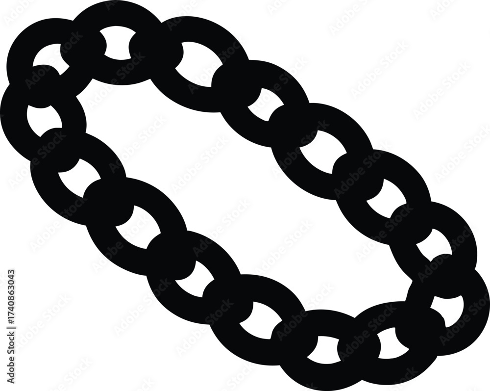 Obraz premium Metal Chain Silhouette, Black Chain Silhouette Isolated, Chain Link Silhouette on White Background.