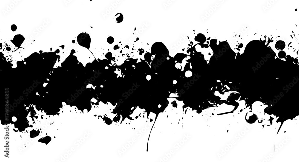 Obraz premium Black Ink Splatter Grunge Border Texture