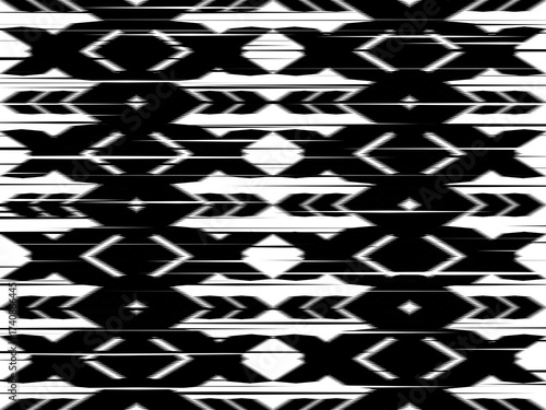 Ethnic seamless, Ikat patterns with simple shapes. Tribal and ethnic fabrics. Simple geometric pattern elements are best used in design, textile printing.