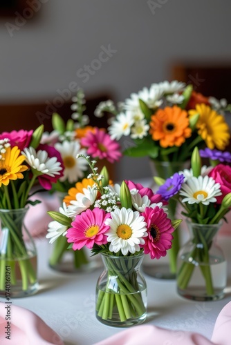 Wallpaper Mural Charming mini bouquets, perfect table centerpieces for intimate gatherings or elegant events. Vibrant blooms arranged in rustic or modern vases, table centerpieces, wedding decor Torontodigital.ca