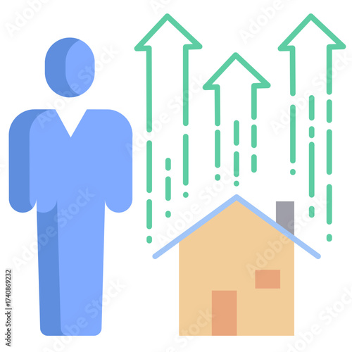 property valuation flat icon design