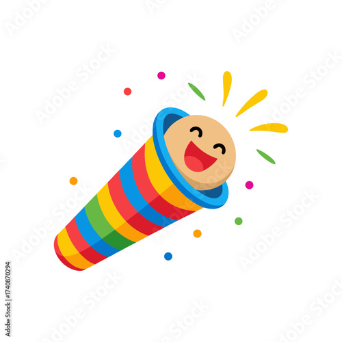 Colorful Party Popper Vector Illustration for Festive Celebrations and Fun Designs with White Background