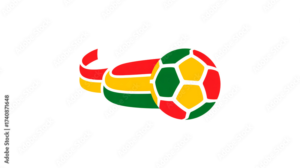 Obraz premium A minimalist logo design featuring a soccer ball and a flowing ribbon-like element