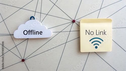 Cloud icon disconnected from network lines no internet access