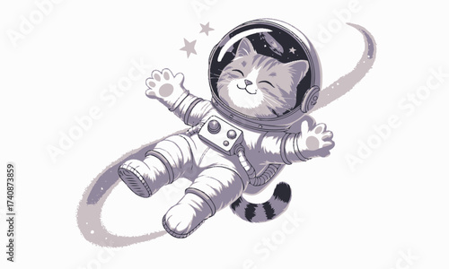 Space Cat: Adorable Astronaut Kitten Floating in Zero Gravity