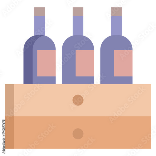 wine bottle box flat icon design