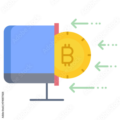bitcoin computer flat icon design