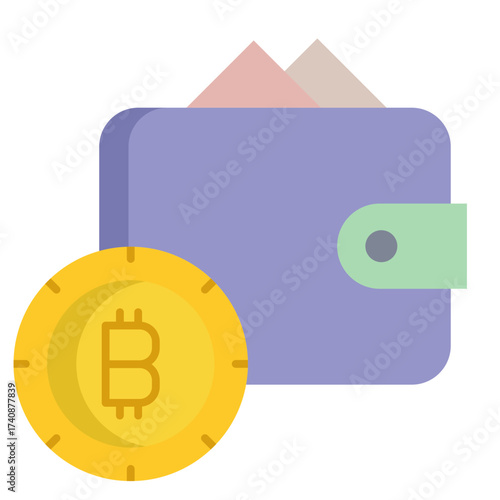 bitcoin wallet flat icon design