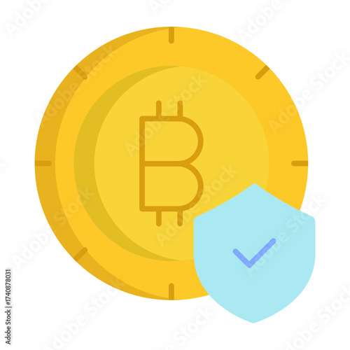 bitcoin secure flat icon design