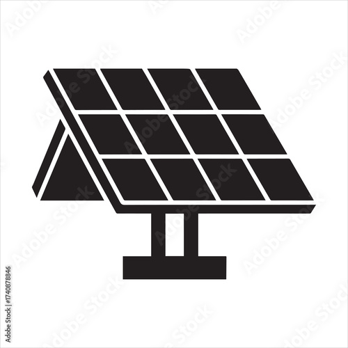 solar farm icon vector silhouette on transparent background