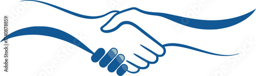 Stylized Blue Handshake Icon Representing Agreement and Partnership.