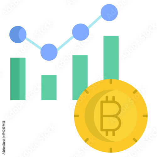 bitcoin report flat icon design