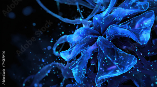 Experimental ocean design showcases vibrant blue fluid shapes that evoke sense of wonder and creativity in captivating visual experience