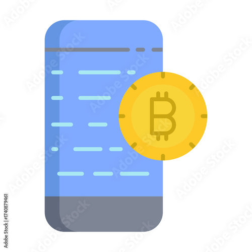 bitcoin smartphone flat icon design