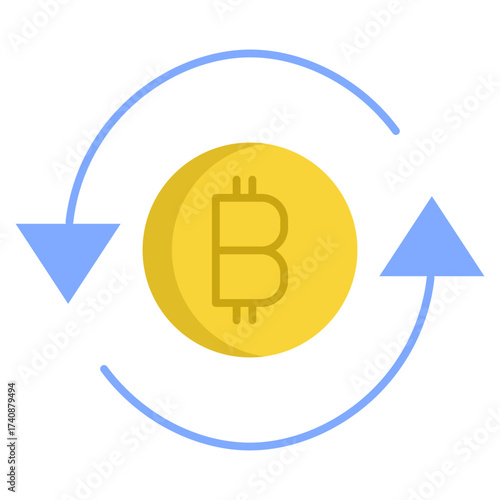 bitcoin sync flat icon design