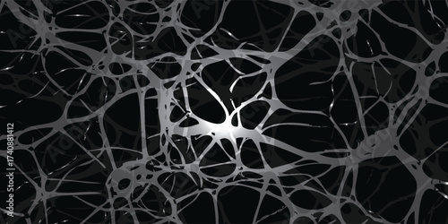 Intricate Network of Glowing White Neural Pathways on Black Background.