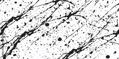 Dynamic black paint splatters and drips creating an abstract grunge texture.