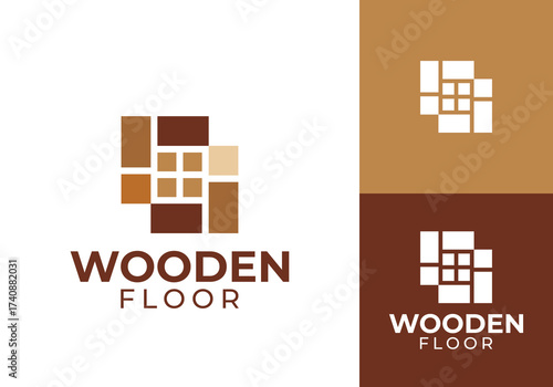 abstract wooden floor logo. repair and service home construction concept icon design	